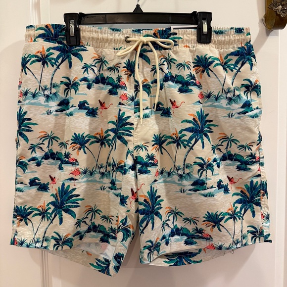 Club Room NWT Mens Large 7” Inseam Tropical Print Quick Dry Swim Shorts - Picture 1 of 11